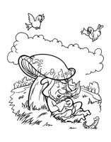 A coloring page of gnomes